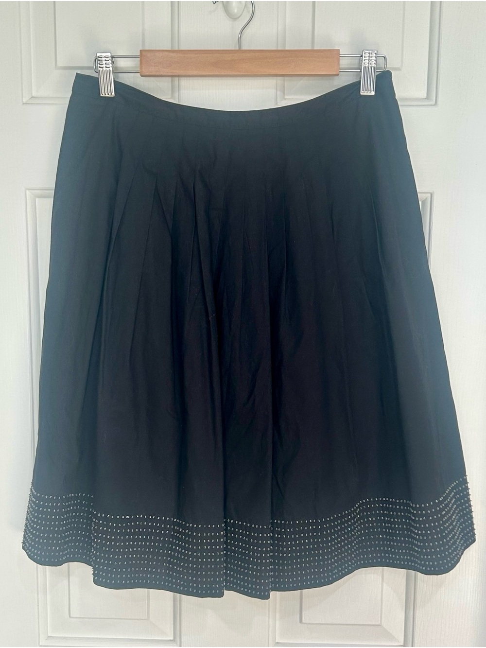 Talbots Black A-Line Skirt with Stud-Embellished Hem
